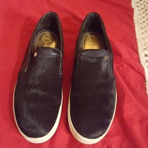 Michael Kors Fur & Leather Slip On Shoes